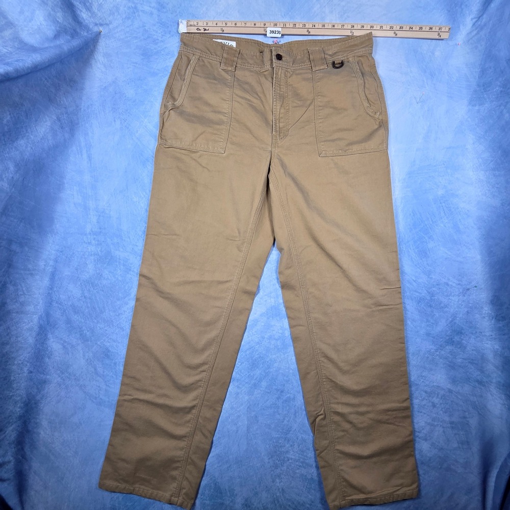 Orvis Sporting Traditions Mens 42 Khaki Tan Cotton Utility Work Pants D-Ring